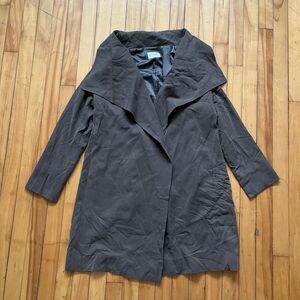 Club Monaco Drape Front Waterfall Collar Trench Coat Duster Gray Size M